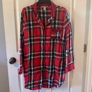 Victoria’s Secret large long sleeved flannel holiday sleep shirt.